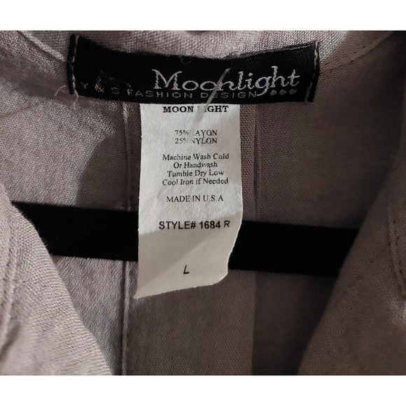 Mooonlight Tops Blouse Women L,Rayon And Nilon, Pocker, 3/4 Sleeve, 20 Inch Of - Picture 2 of 8